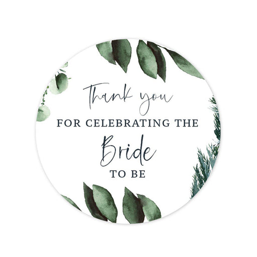 Winter Snowy Woodland Forest Watercolor Wedding Party Collection, Round Circle Label Stickers-Set of 40-Andaz Press-Bride-