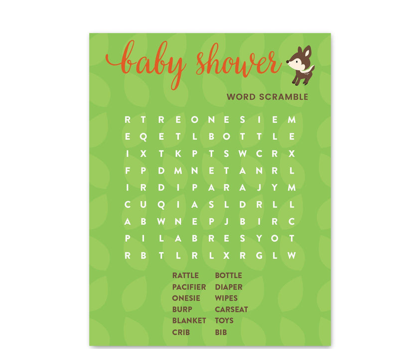 Woodland Animals Fox Baby Shower Games & Fun Activities-Set of 1-Andaz Press-Word Search-