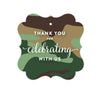 Woodland Camouflage Boy Baby Shower Fancy Frame Gift Tags-Set of 24-Andaz Press-Thank You For Celebrating With Us!-