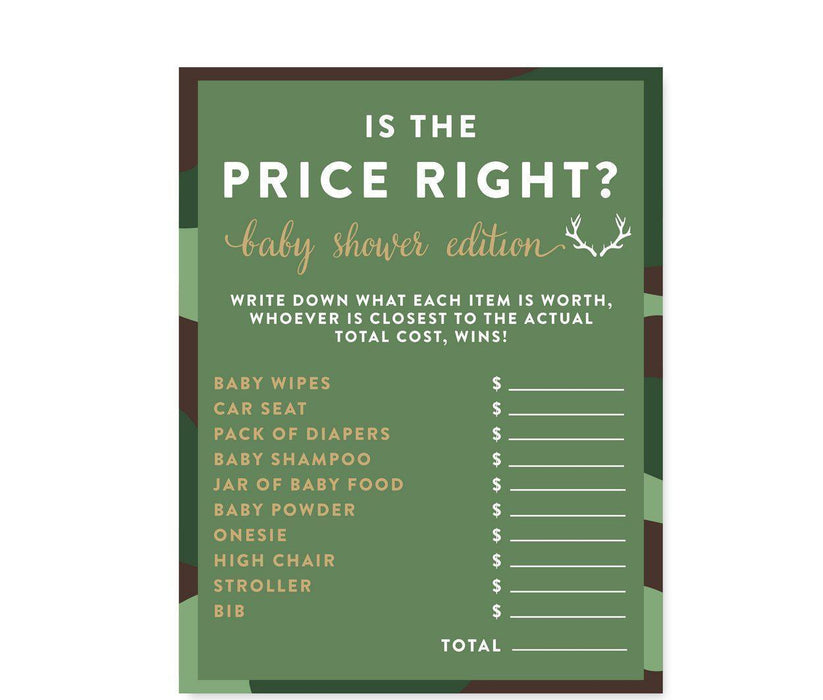 Woodland Camouflage Boy Baby Shower Games & Fun Activities-Set of 20-Andaz Press-Baby Bingo-