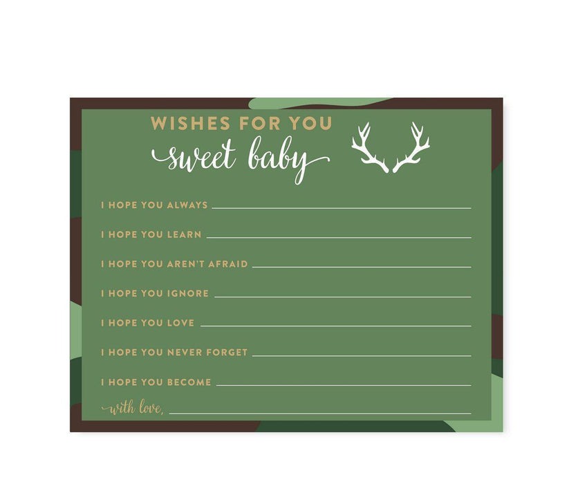 Woodland Camouflage Boy Baby Shower Games & Fun Activities-Set of 20-Andaz Press-Wishes For Baby-