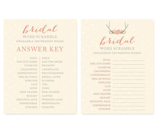 Woodland Deer Wedding Bridal Shower Game Cards-Set of 20-Andaz Press-What's In Your Purse?-