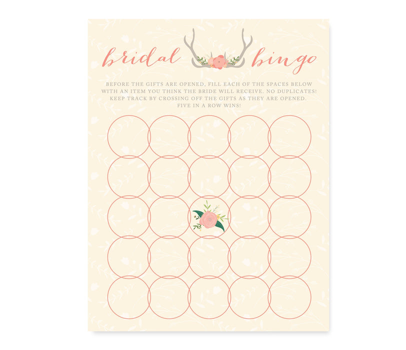 Woodland Deer Wedding Bridal Shower Game Cards-Set of 20-Andaz Press-Bridal Shower Bingo-