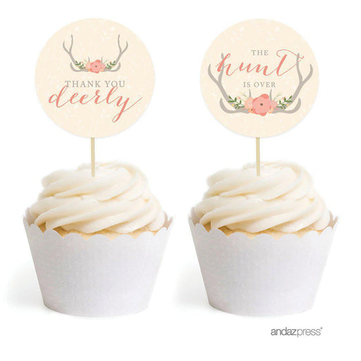 Woodland Deer Wedding Cupcake Topper DIY Party Favors Kit-Set of 20-Andaz Press-