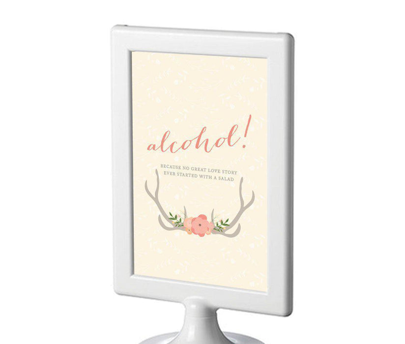 Woodland Deer Wedding Framed Party Signs-Set of 1-Andaz Press-Alcohol, No Story Started With A Salad-