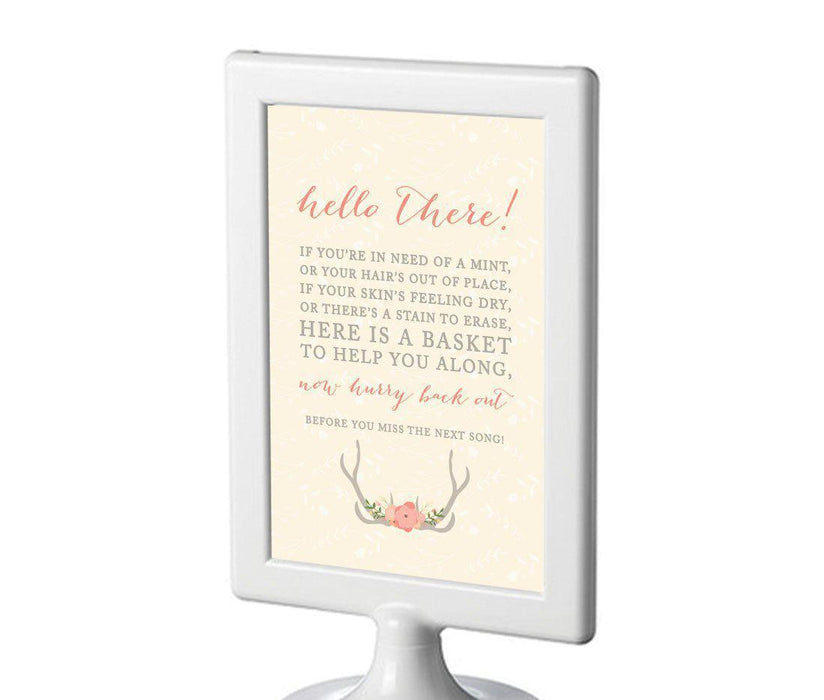 Woodland Deer Wedding Framed Party Signs-Set of 1-Andaz Press-Bathroom Basket-