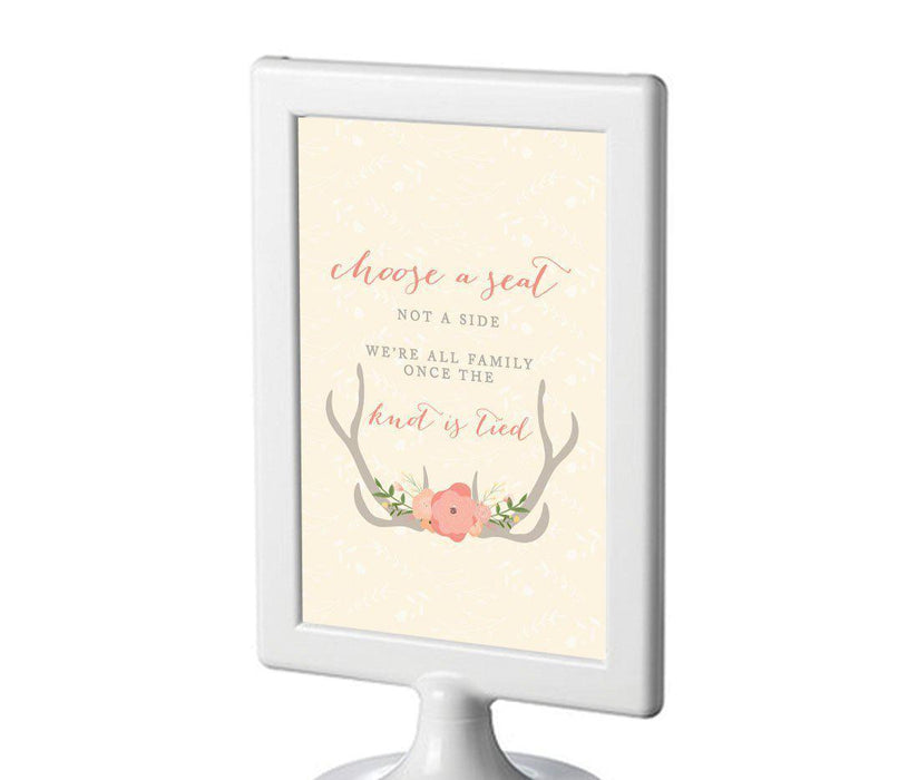 Woodland Deer Wedding Framed Party Signs-Set of 1-Andaz Press-Choose A Seat, Not A Side-