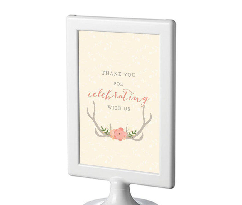 Woodland Deer Wedding Framed Party Signs-Set of 1-Andaz Press-Thank You For Celebrating With Us-