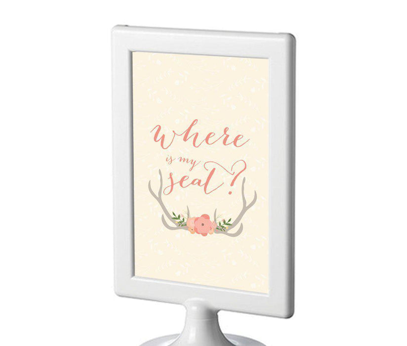 Woodland Deer Wedding Framed Party Signs-Set of 1-Andaz Press-Where Is My Seat?-