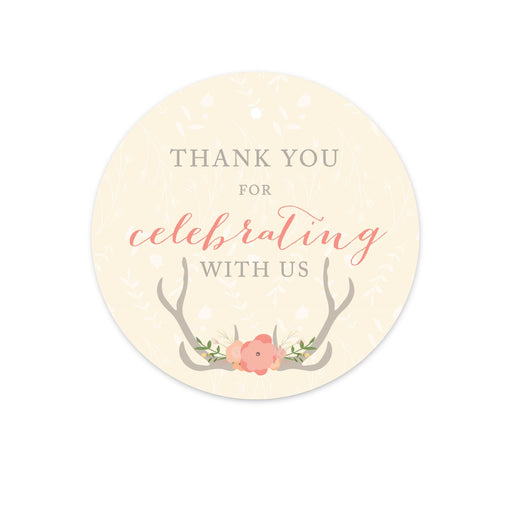Woodland Deer Wedding Round Circle Gift Tags-Set of 24-Andaz Press-