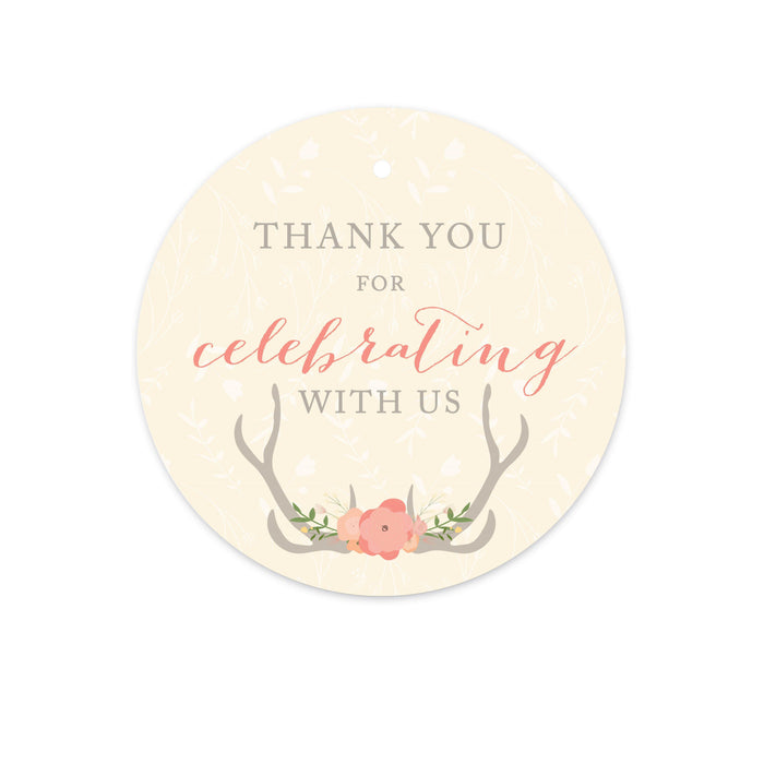 Woodland Deer Wedding Round Circle Gift Tags-Set of 24-Andaz Press-