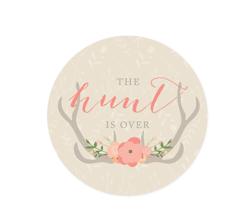 Woodland Deer Wedding Round Circle Label Stickers-Set of 40-Andaz Press-The Hunt Is Over-