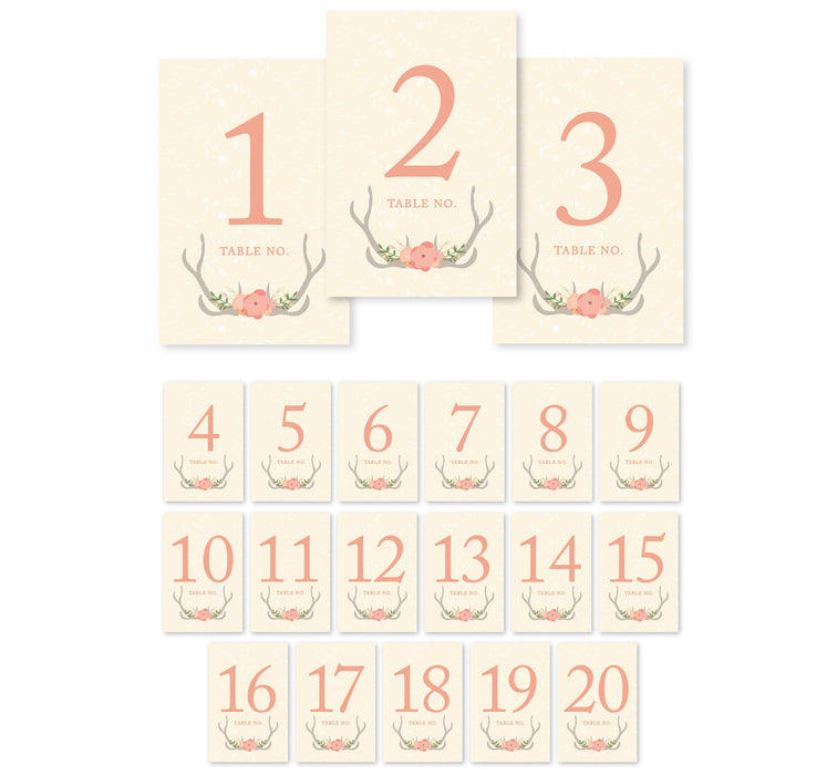 Woodland Deer Wedding Table Numbers-Set of 20-Andaz Press-1-20-