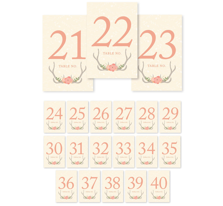 Woodland Deer Wedding Table Numbers-Set of 20-Andaz Press-21-40-