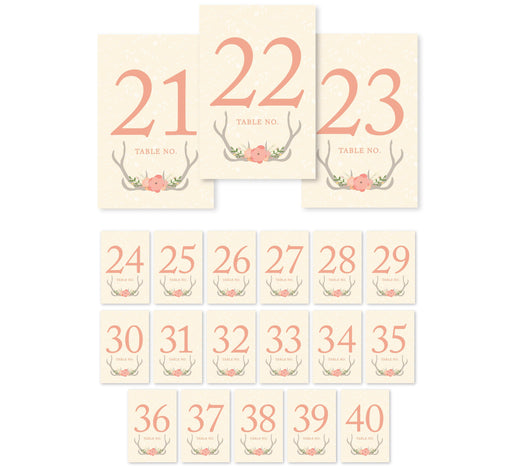 Woodland Deer Wedding Table Numbers-Set of 20-Andaz Press-1-20-