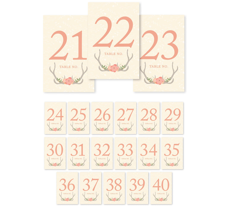 Woodland Deer Wedding Table Numbers-Set of 20-Andaz Press-1-20-