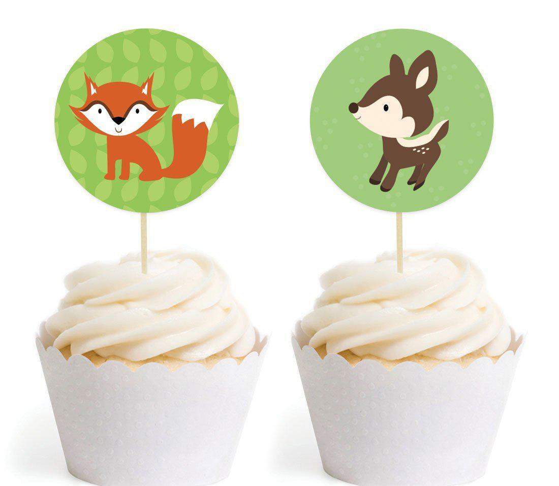 Woodland Forest Baby Shower Cupcake Topper DIY Party Favors Kit-Set of 20-Andaz Press-