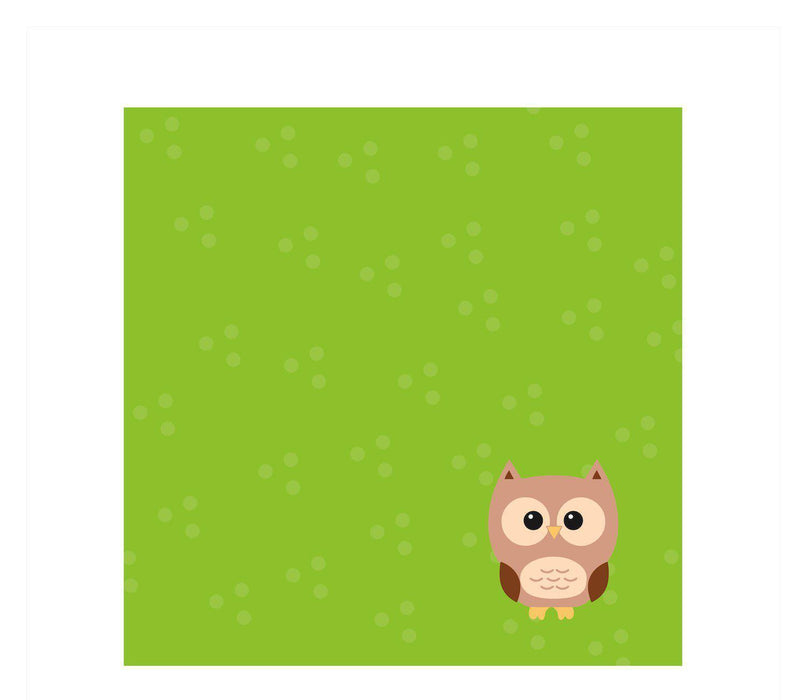 Woodland Friends Birthday Square Gift Labels-Set of 40-Andaz Press-Solid Green Owl-