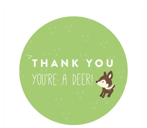 Woodland Friends Birthday Thank You Circle Favor Gift Tags-Set of 24-Andaz Press-You're A Deer!-