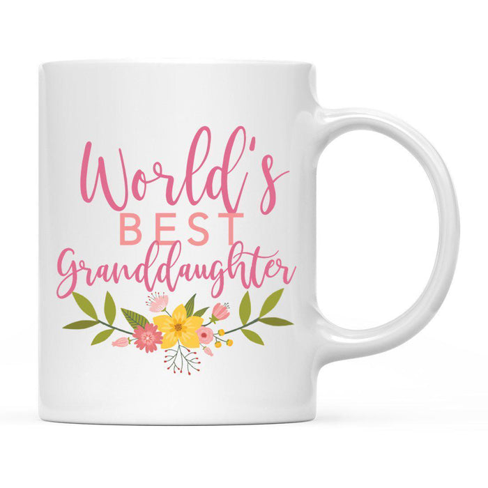 World's Best Pink Floral Design Ceramic Coffee Mug-Set of 1-Andaz Press-Granddaughter-
