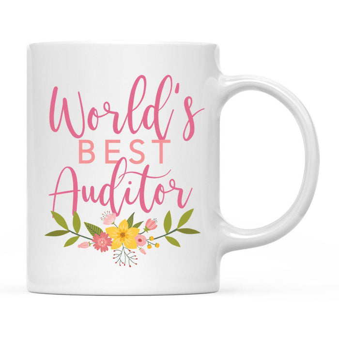 World's Best Profession, Pink Floral Design Ceramic Coffee Mug Collection 1-Set of 1-Andaz Press-Auditor-