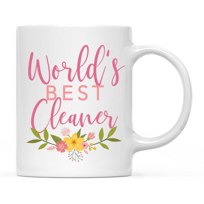 World's Best Profession, Pink Floral Design Ceramic Coffee Mug Collection 1-Set of 1-Andaz Press-Cleaner-