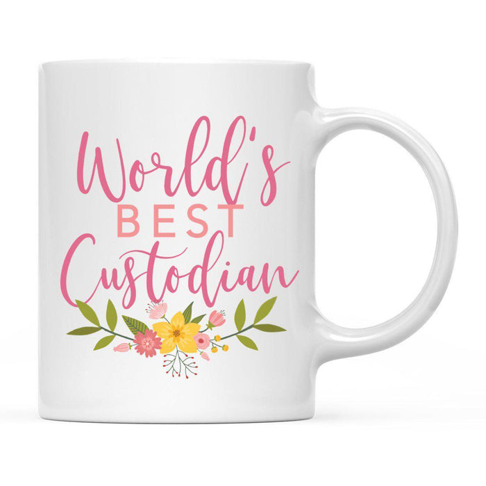World's Best Profession, Pink Floral Design Ceramic Coffee Mug Collection 2-Set of 1-Andaz Press-Custodian-