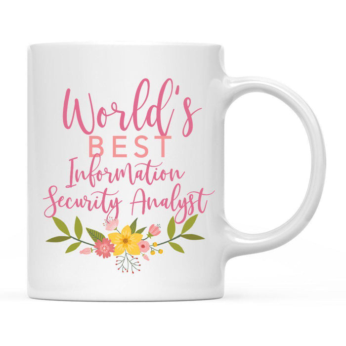 World's Best Profession, Pink Floral Design Ceramic Coffee Mug Collection 2-Set of 1-Andaz Press-Information security analyst-