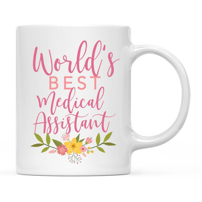 World's Best Profession, Pink Floral Design Ceramic Coffee Mug Collection 3-Set of 1-Andaz Press-Journalist-