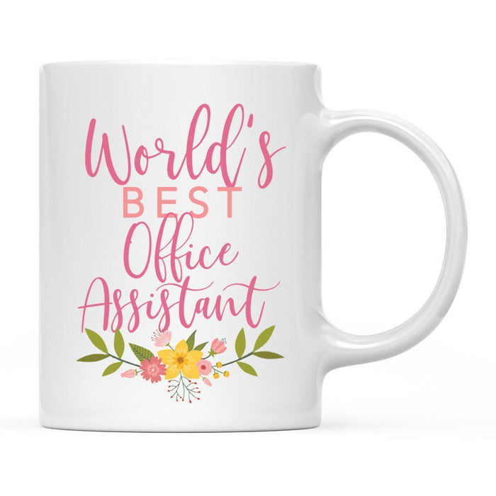 World's Best Profession, Pink Floral Design Ceramic Coffee Mug Collection 3-Set of 1-Andaz Press-Journalist-
