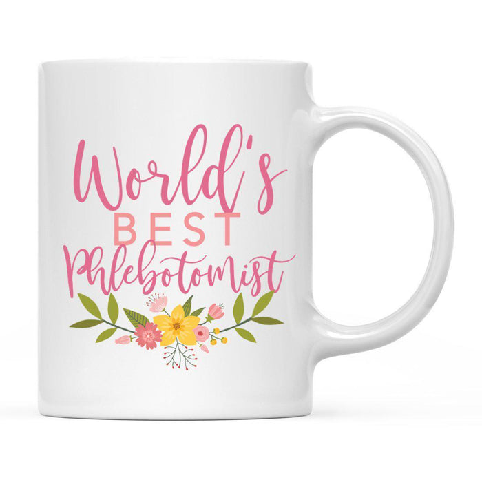 World's Best Profession, Pink Floral Design Ceramic Coffee Mug Collection 3-Set of 1-Andaz Press-Journalist-