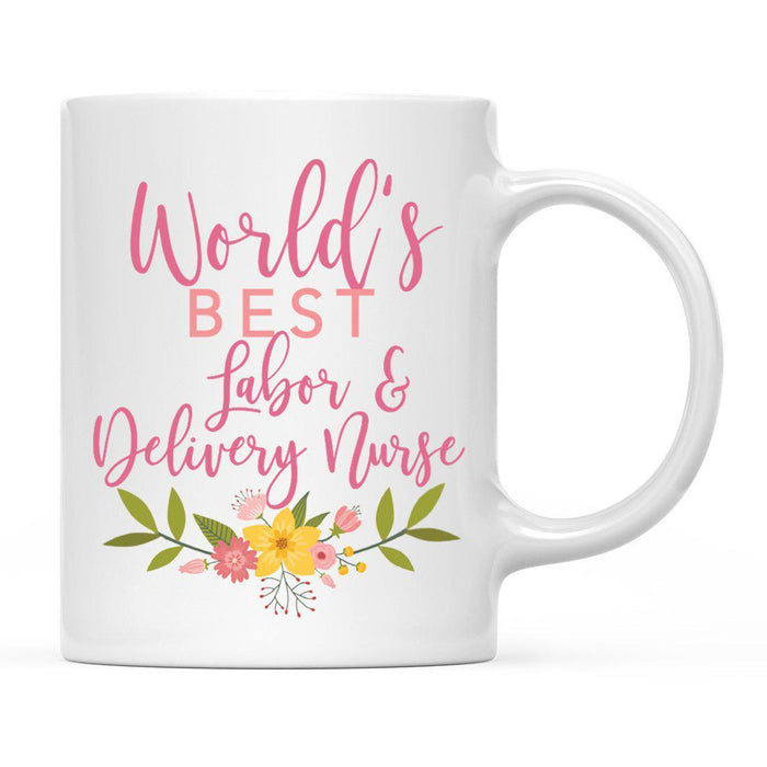 World's Best Profession, Pink Floral Design Ceramic Coffee Mug Collection 3-Set of 1-Andaz Press-Journalist-