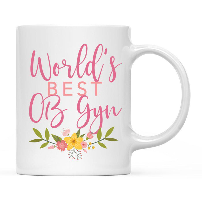 World's Best Profession, Pink Floral Design Ceramic Coffee Mug Collection 3-Set of 1-Andaz Press-OB Gyn-
