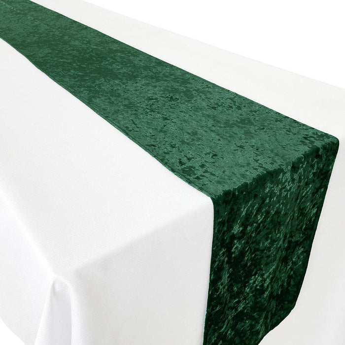 XL Premium Crushed Velvet Table Runner, 20 x 120 Inch-Set of 1-Koyal Wholesale-Emerald Green-