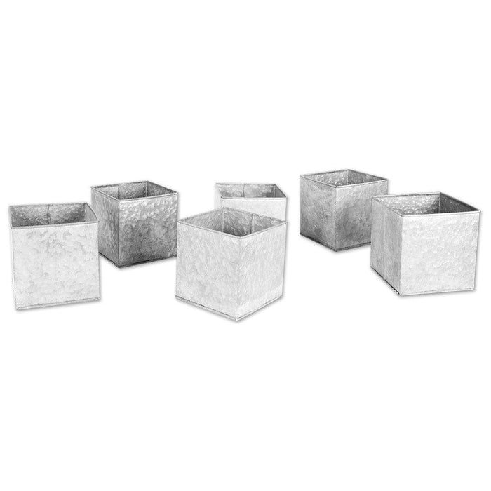 Zinc Metal Container Vases-Set of 6-Koyal Wholesale-5" x 5" x 5"-