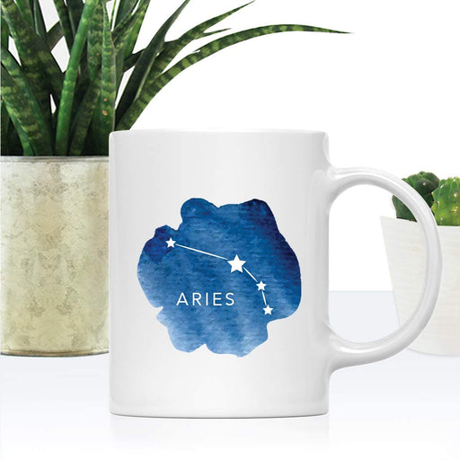 Zodiac Blue Watercolor Ceramic Coffee Mug-Set of 1-Andaz Press-Aries-