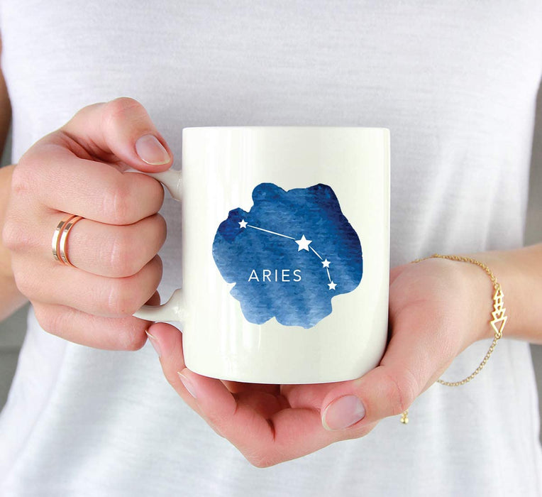 Zodiac Blue Watercolor Ceramic Coffee Mug-Set of 1-Andaz Press-Aries-