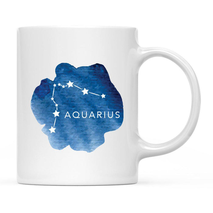 Zodiac Blue Watercolor Ceramic Coffee Mug-Set of 1-Andaz Press-Aquarius-