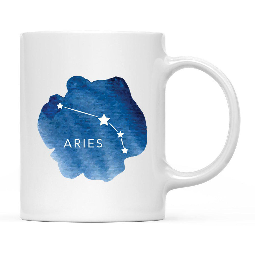 Zodiac Blue Watercolor Ceramic Coffee Mug-Set of 1-Andaz Press-Aries-