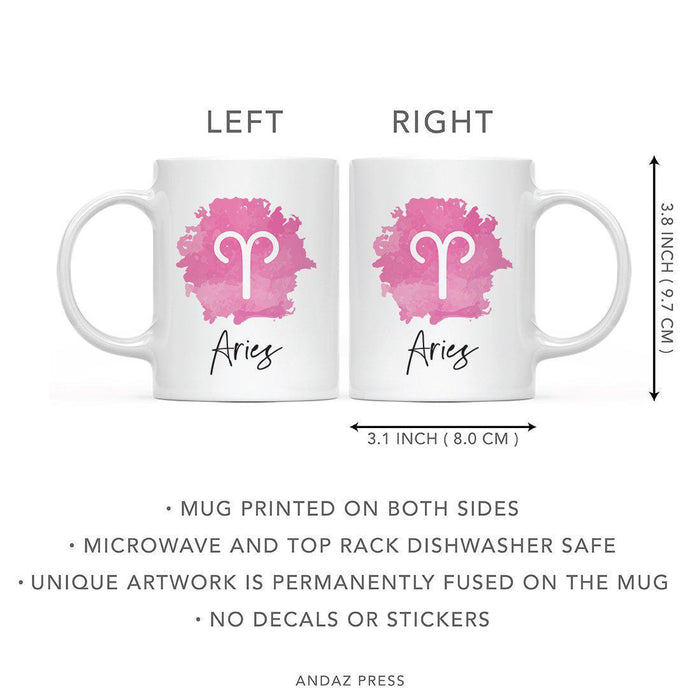 Zodiac Watercolor Pink Ceramic Coffee Mug-Set of 1-Andaz Press-Aries-