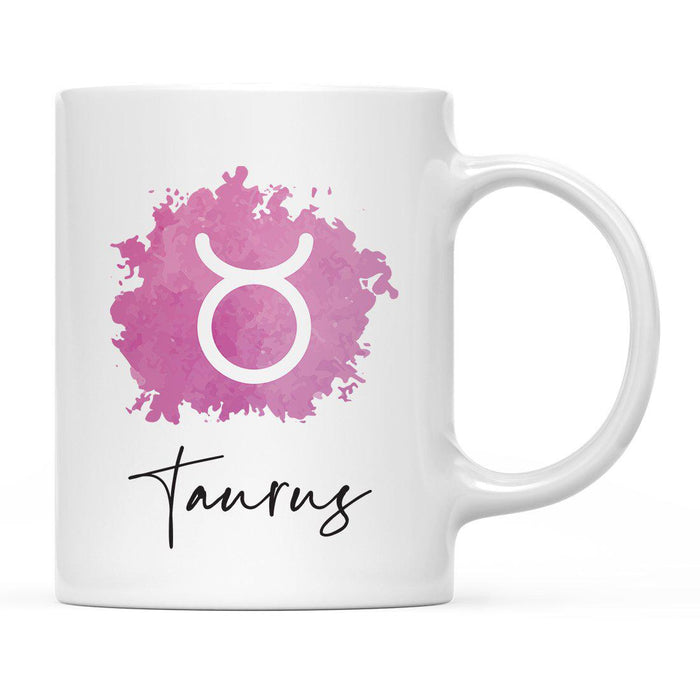 Zodiac Watercolor Pink Ceramic Coffee Mug-Set of 1-Andaz Press-Taurus-