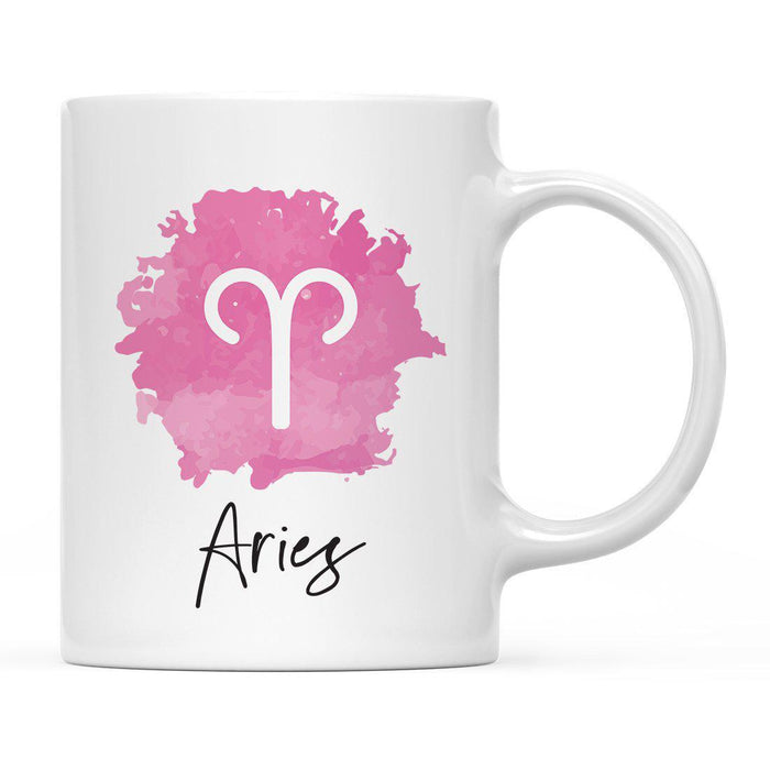 Zodiac Watercolor Pink Ceramic Coffee Mug-Set of 1-Andaz Press-Aries-