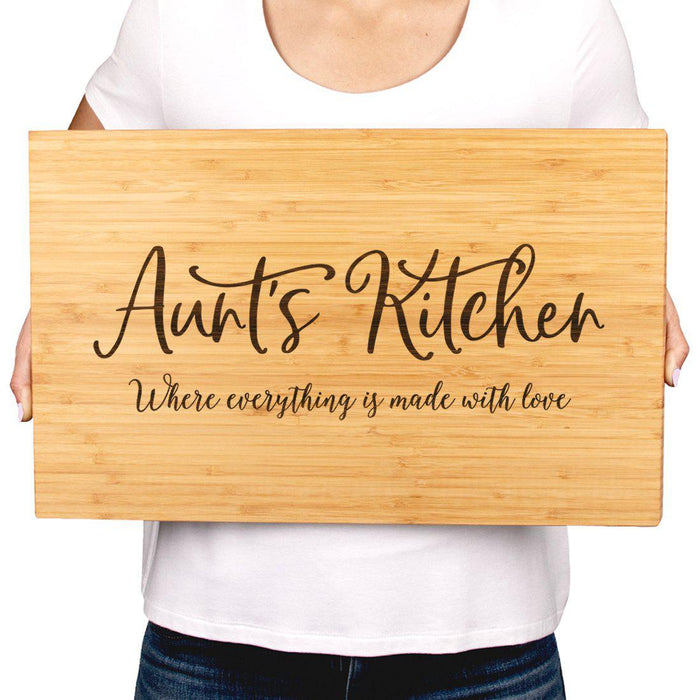 Large Bamboo Wood Cutting Board Gift, Where Everything is Made With Love-Set of 1-Andaz Press-Aunt-