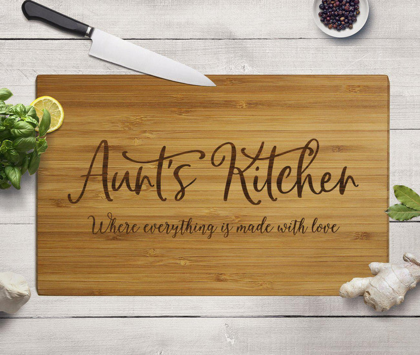 Large Bamboo Wood Cutting Board Gift, Where Everything is Made With Love-Set of 1-Andaz Press-Aunt-