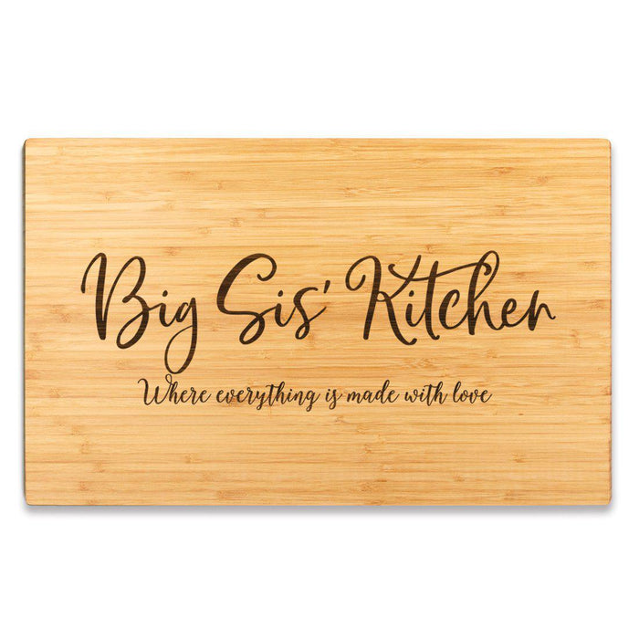 Large Bamboo Wood Cutting Board Gift, Where Everything is Made With Love-Set of 1-Andaz Press-Big Sis-