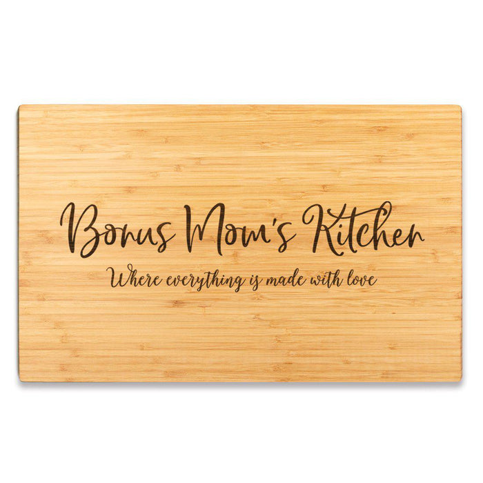 Large Bamboo Wood Cutting Board Gift, Where Everything is Made With Love-Set of 1-Andaz Press-Bonus Mom-