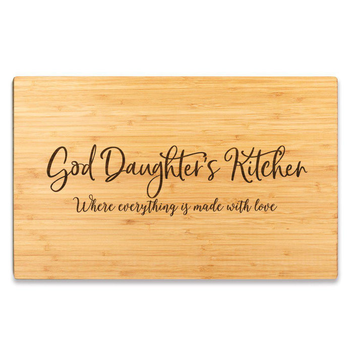 Large Bamboo Wood Cutting Board Gift, Where Everything is Made With Love-Set of 1-Andaz Press-God Daughter-