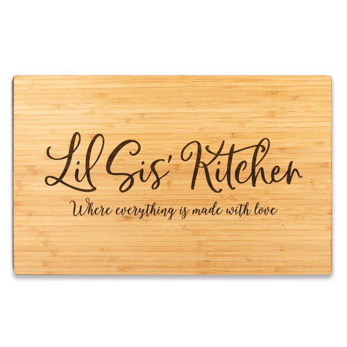 Large Bamboo Wood Cutting Board Gift, Where Everything is Made With Love-Set of 1-Andaz Press-Lil Sis-