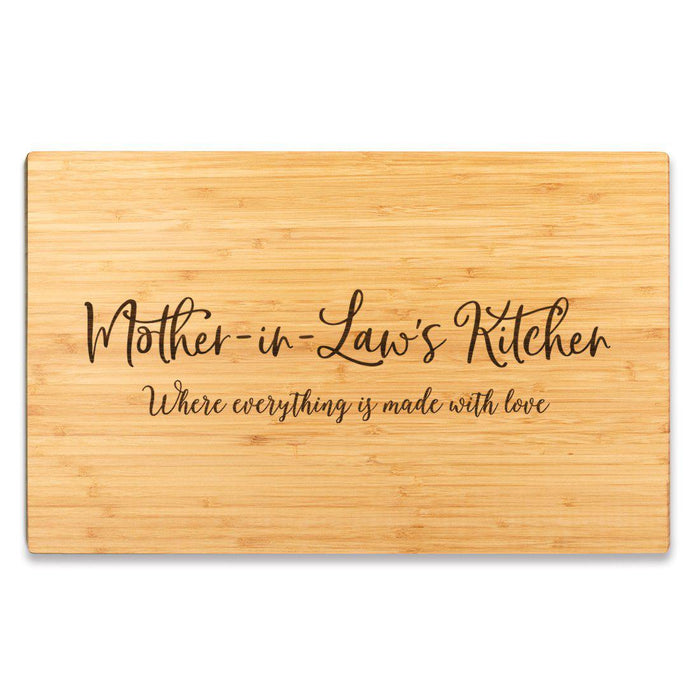 Large Bamboo Wood Cutting Board Gift, Where Everything is Made With Love-Set of 1-Andaz Press-Mother-in-Law-