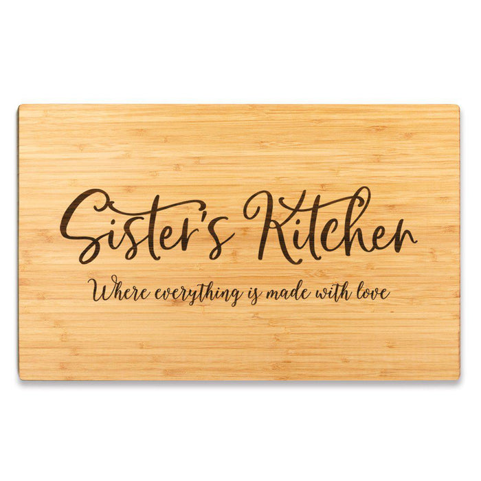 Large Bamboo Wood Cutting Board Gift, Where Everything is Made With Love-Set of 1-Andaz Press-Sister-